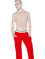 Icker Sea pyjama loungewear pants in red with a white waistband designed for comfortable relaxation