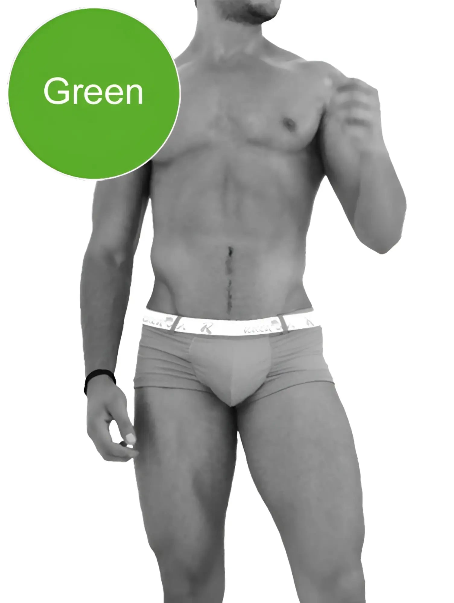 Green icker sea sailor belted logo square cut trunk swimwear with white elastic waistband and subtle logo pattern