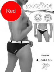 Black swim trunks with white waistband and side trim featuring laker sea logo on left hip from icker sea sailorman collection