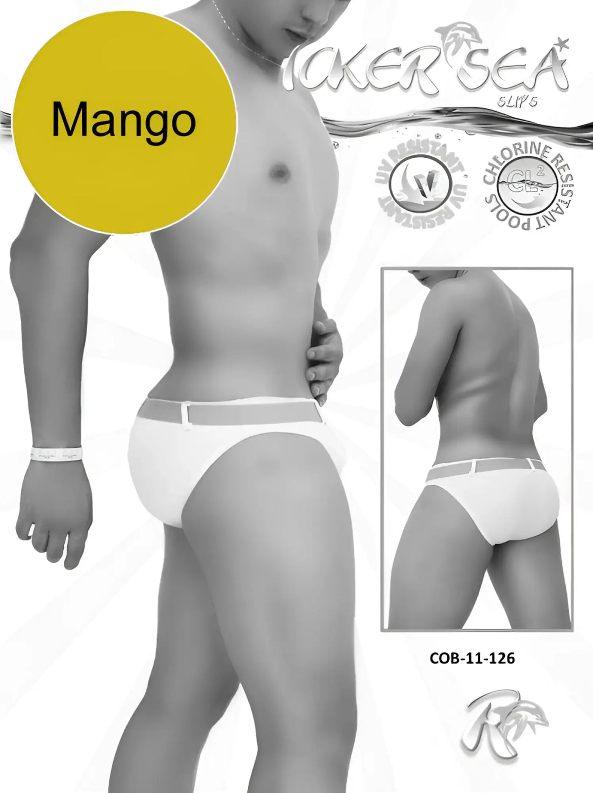 White men’s swim trunks with gray waistband mango label chlorine-resistant for pool use icker sea sailor belted slip bikini
