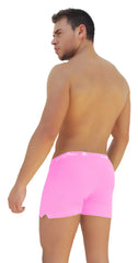 Icker sea side slit long boxer brief underwear in bright pink with a subtle white logo on the waistband