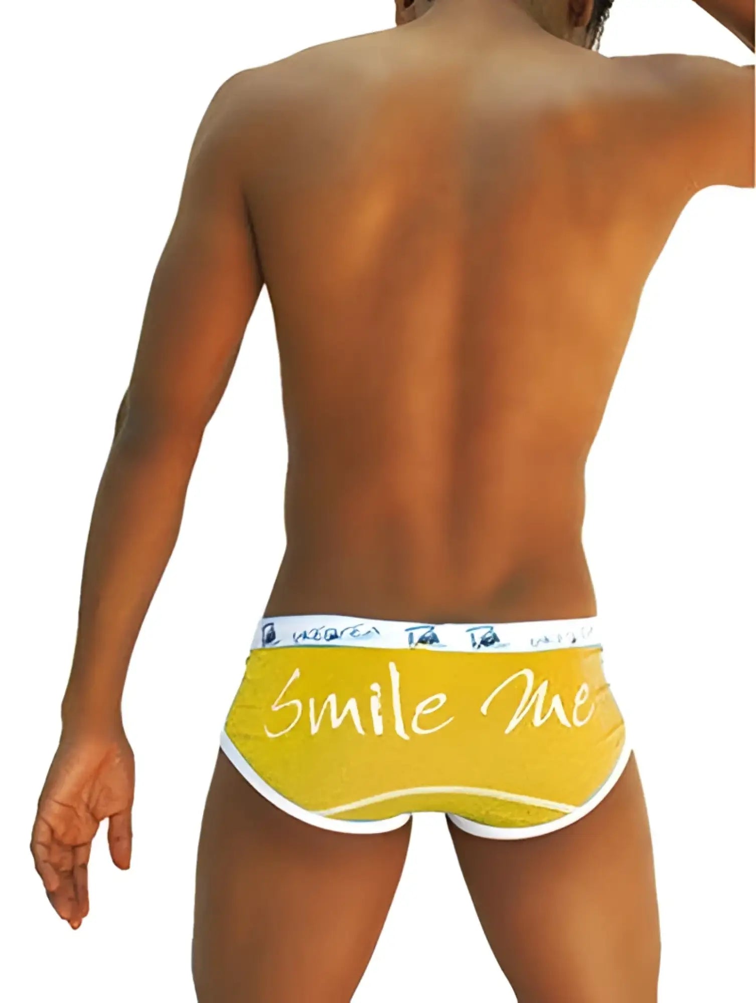 Yellow Icker Sea smile me brief underwear with white trim elastic waistband in mango color COI-13-14