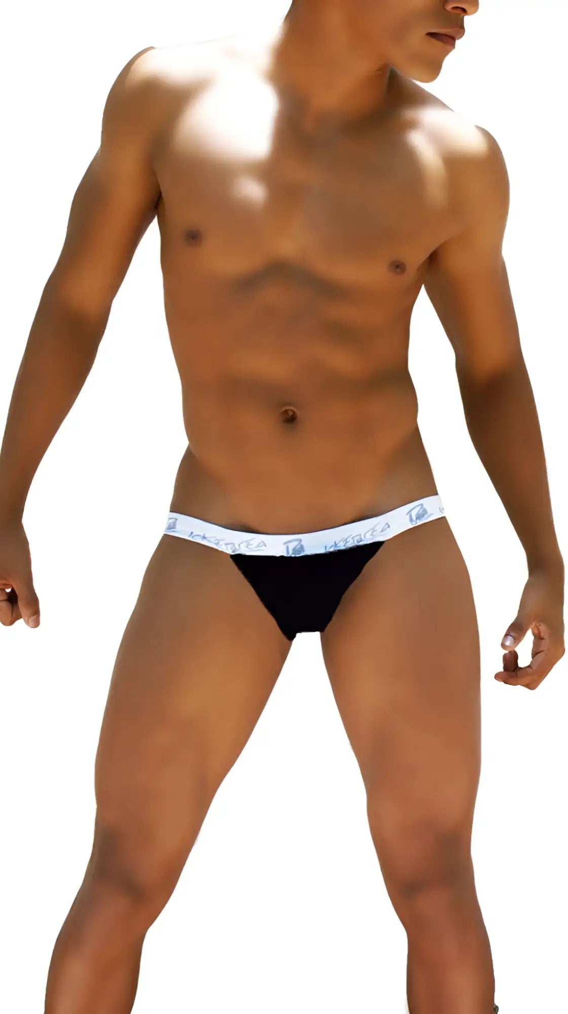 Black icker sea smile me microslip bikini briefs with white waistband and blue mercer logo for comfortable wear