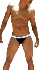 Black icker sea smile me microslip bikini briefs with white waistband and blue mercer logo for comfortable wear