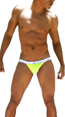 Bright neon green icker sea smile me microslip bikini briefs with white logo waistband in mango color