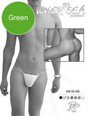 Icker sea solid micro g string underwear green coi-12-146 with a minimalist design and thin straps shown from back