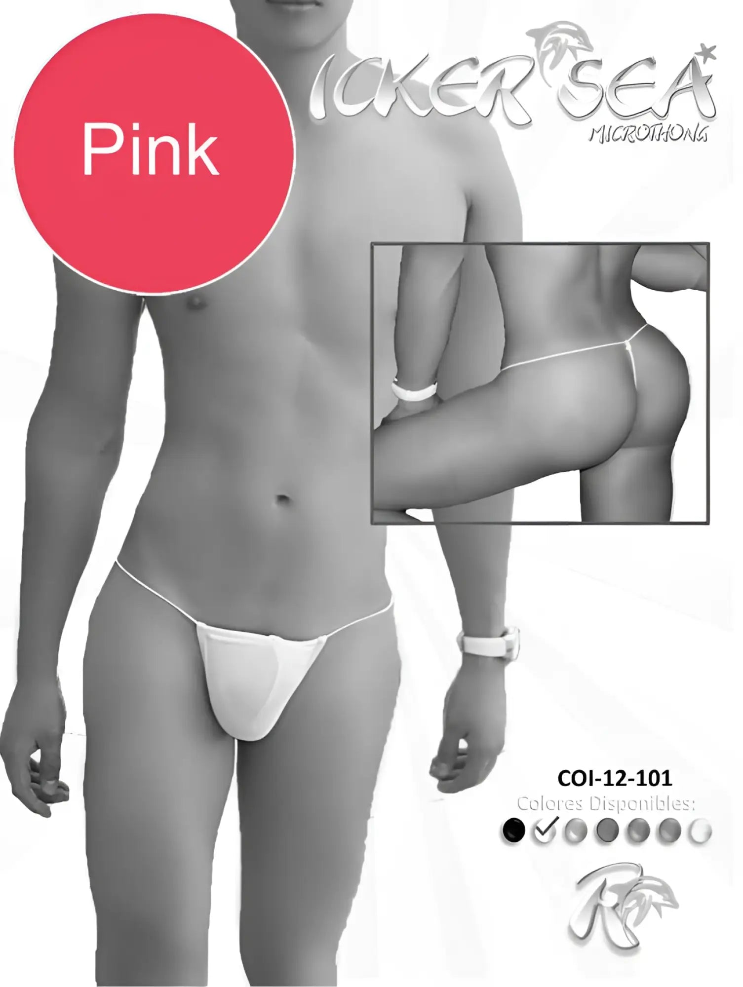 Icker Sea solid micro g string underwear pink microthong made of lace shown from the back side