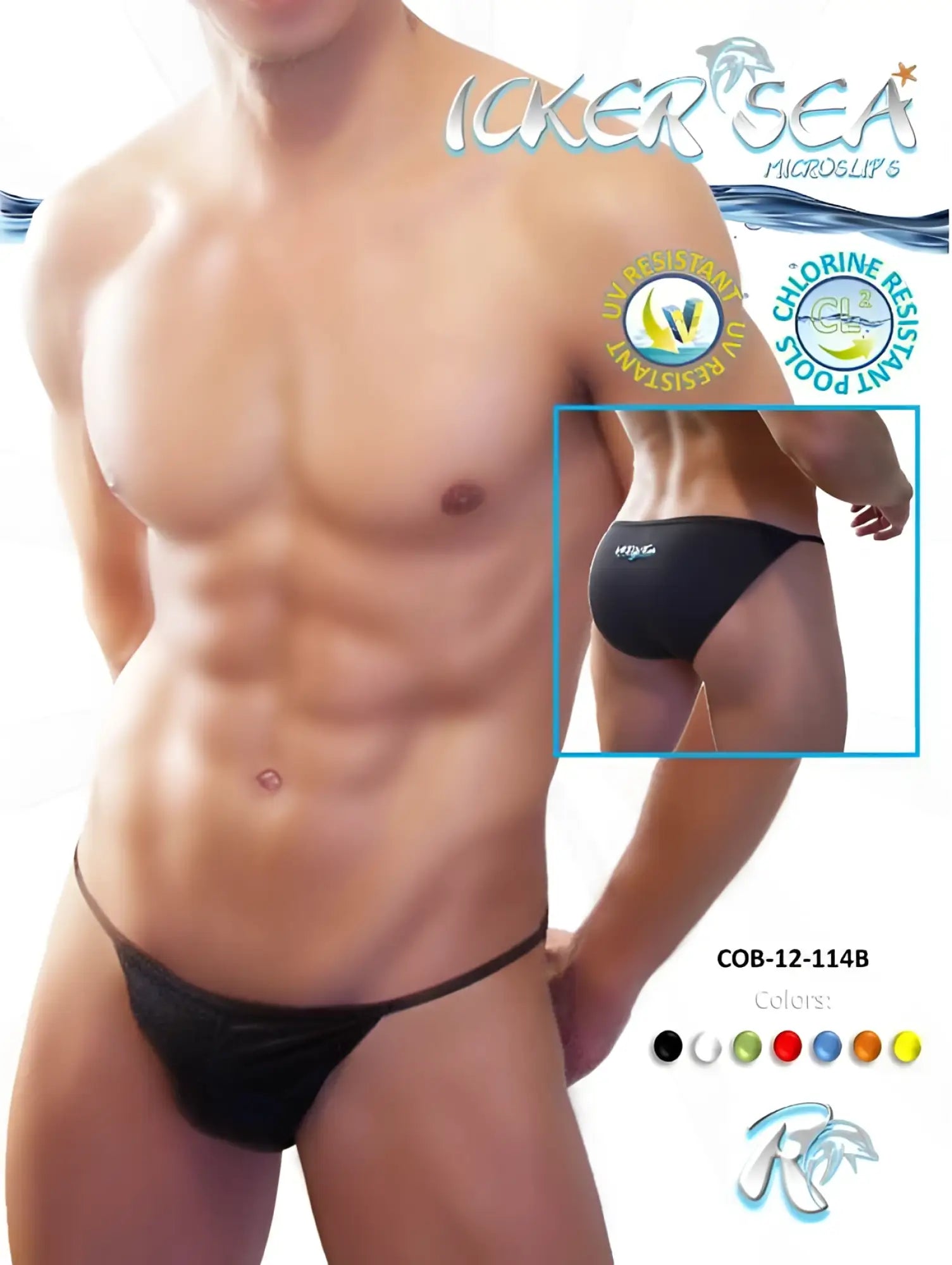 Black sleek form-fitting micro slip bikini swimwear trunks by Icker Sea with minimalist design for swimming use