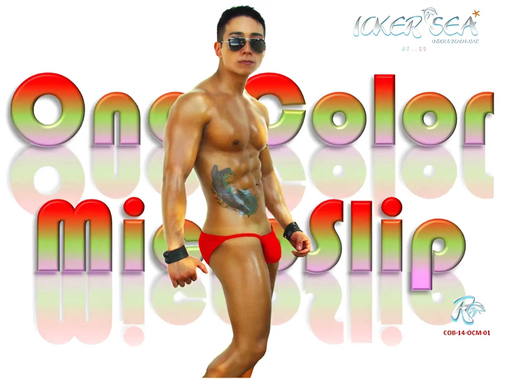 Red icker sea solid micro slip bikini swimwear made of micro fabric featuring a red one-color design