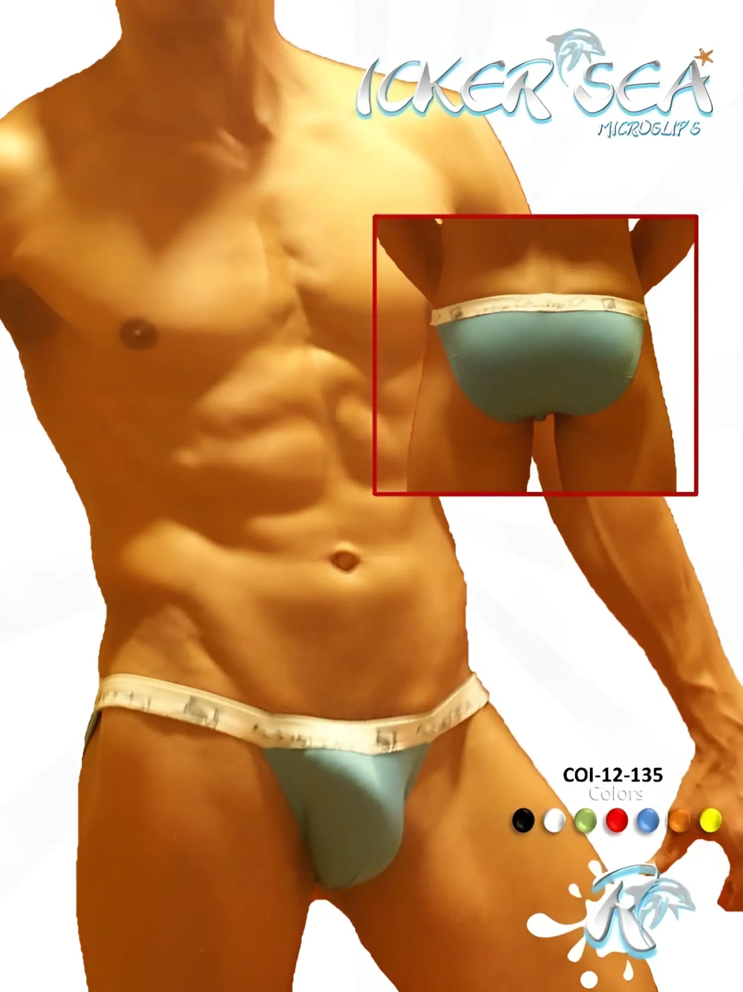 Icker Sea solid micro slip bikini underwear in light blue microfiber with white elastic waistband and subtle pattern