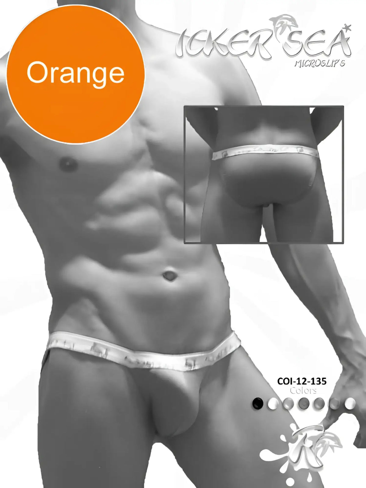 Orange icker sea solid micro slip bikini underwear featuring white elastic waistband with brand logo