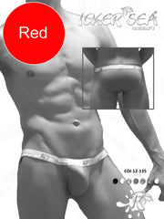Red icker sea solid micro slip bikini underwear featuring a white elastic waistband with the brand logo
