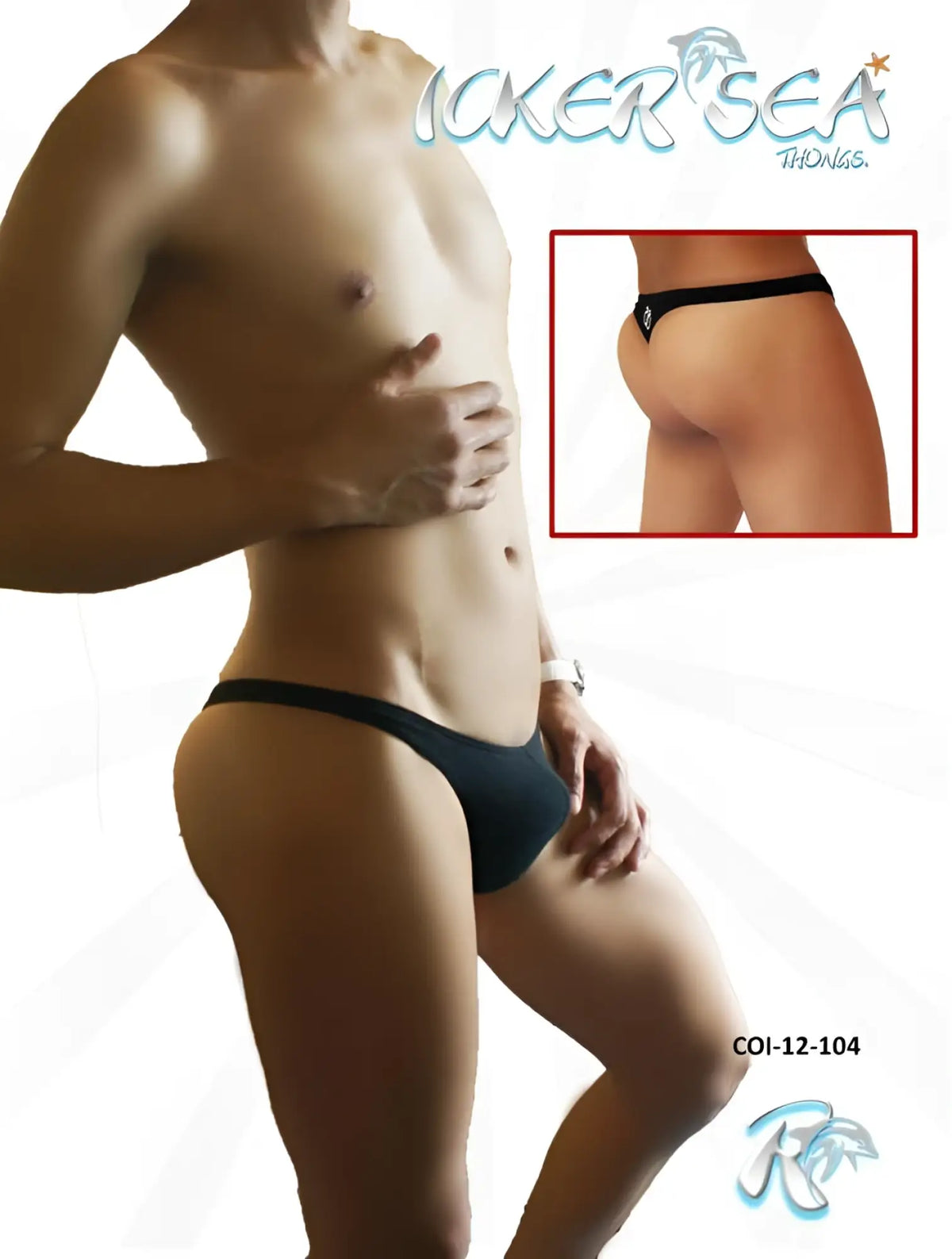 Black icker sea solid mini thong underwear with a small white logo on the front for comfortable daily wear