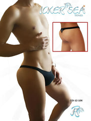 Black icker sea solid mini thong underwear with a small white logo on the front for comfortable daily wear