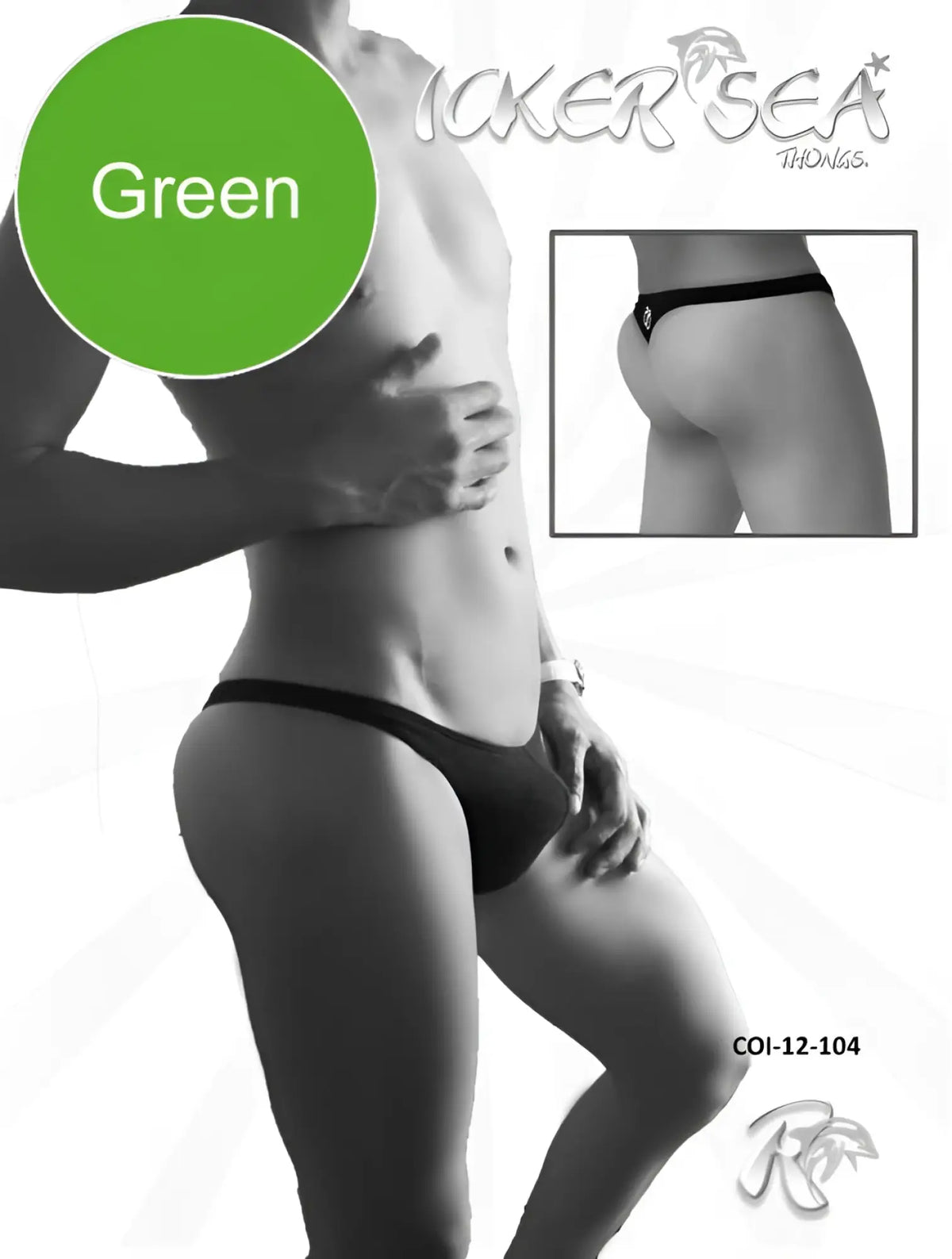 Green icker sea solid mini thong underwear for men featuring a slim fit design in vibrant green color