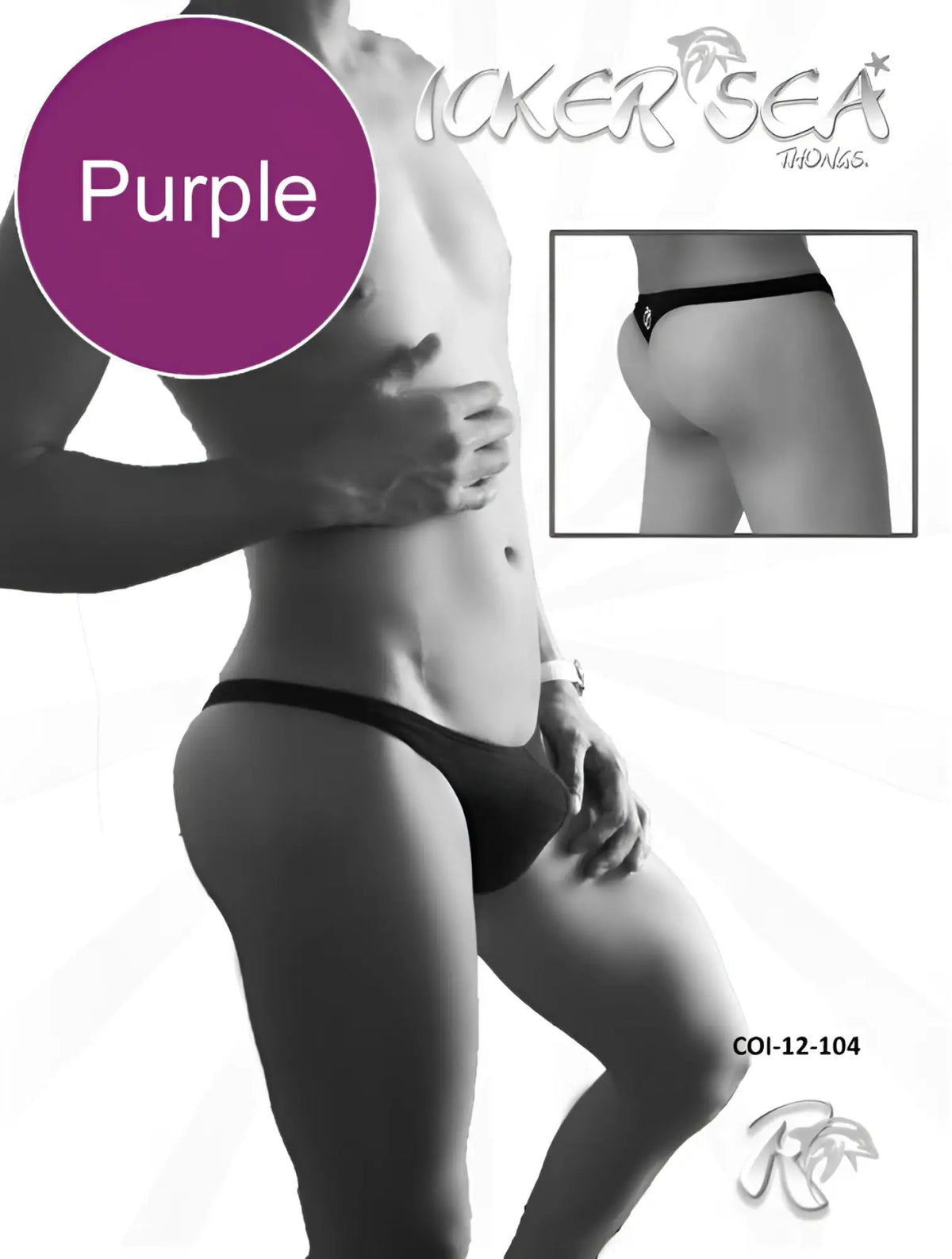 Purple icker sea solid mini thong underwear men’s swimwear model COI-12-104 front view
