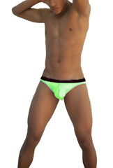 Icker Sea neon green stud slip bikini underwear with black waistband designed for swimwear use