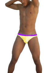 Icker Sea Stud Slip bikini underwear in bright yellow with a vibrant purple waistband for comfortable wear