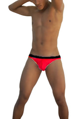 Icker Sea Stud Slip bikini underwear in bright red with a black waistband designed for swimwear use