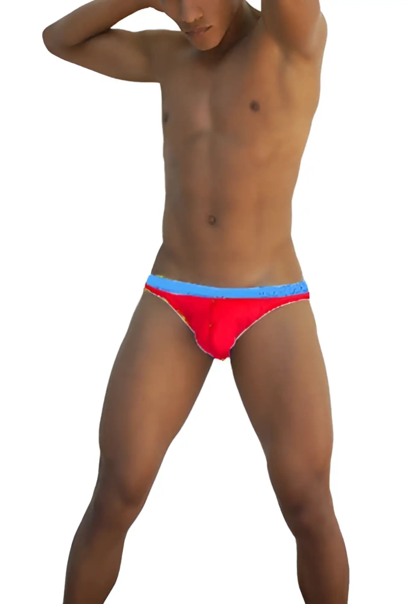 Icker Sea Stud slip bikini underwear in red and blue with a textured stretchy fabric waistband and athletic briefs design