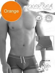 Icker Sea tory contrast line orange swim trunks with white drawstrings and trim square cut for swimming