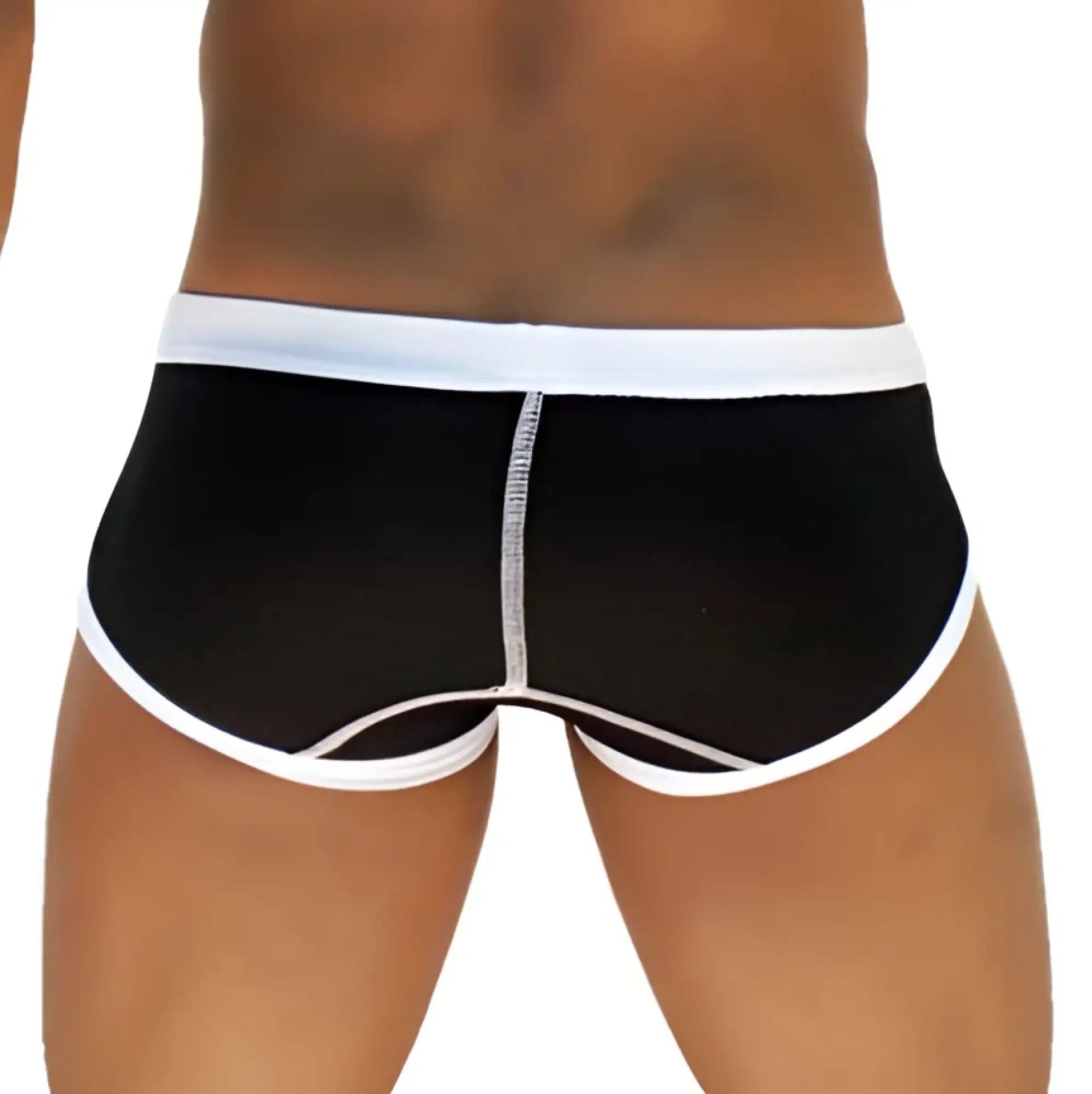 Black icker sea weekly contrast panel brief underwear with white trim and subtle textured seam detail