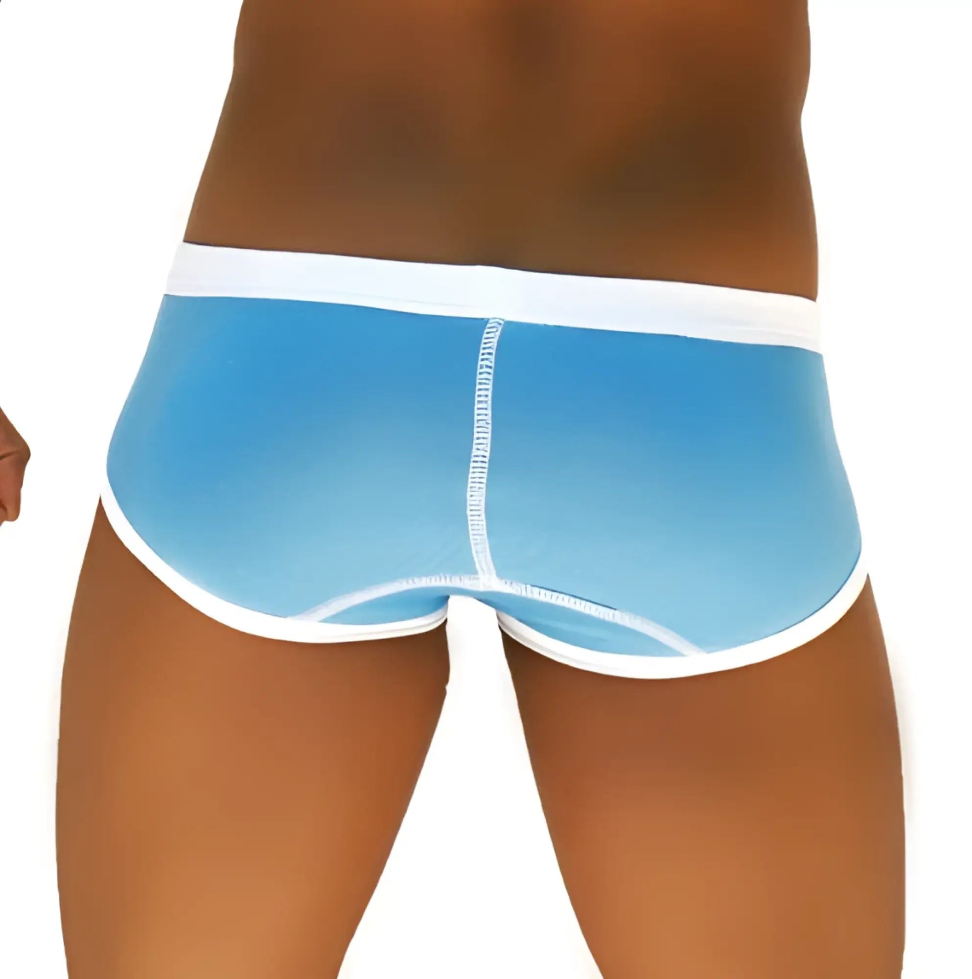 Light blue icker sea weekly contrast panel brief underwear with white trim and subtle gradient effect front view