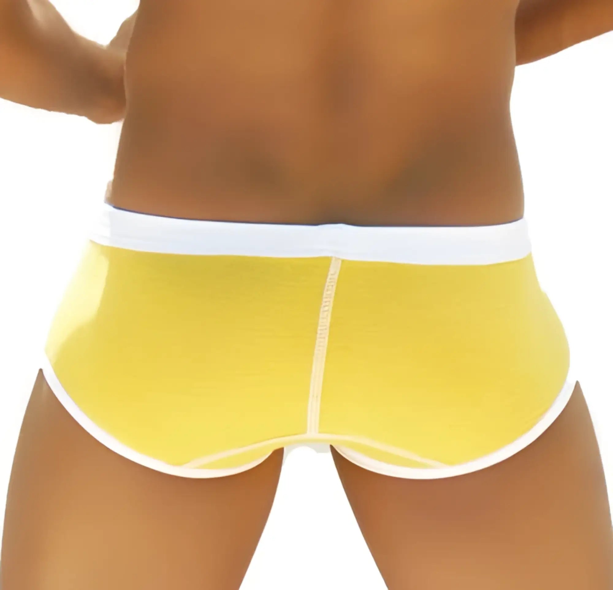 Icker Sea weekly contrast panel brief underwear in bright yellow with white elastic waistband and trim