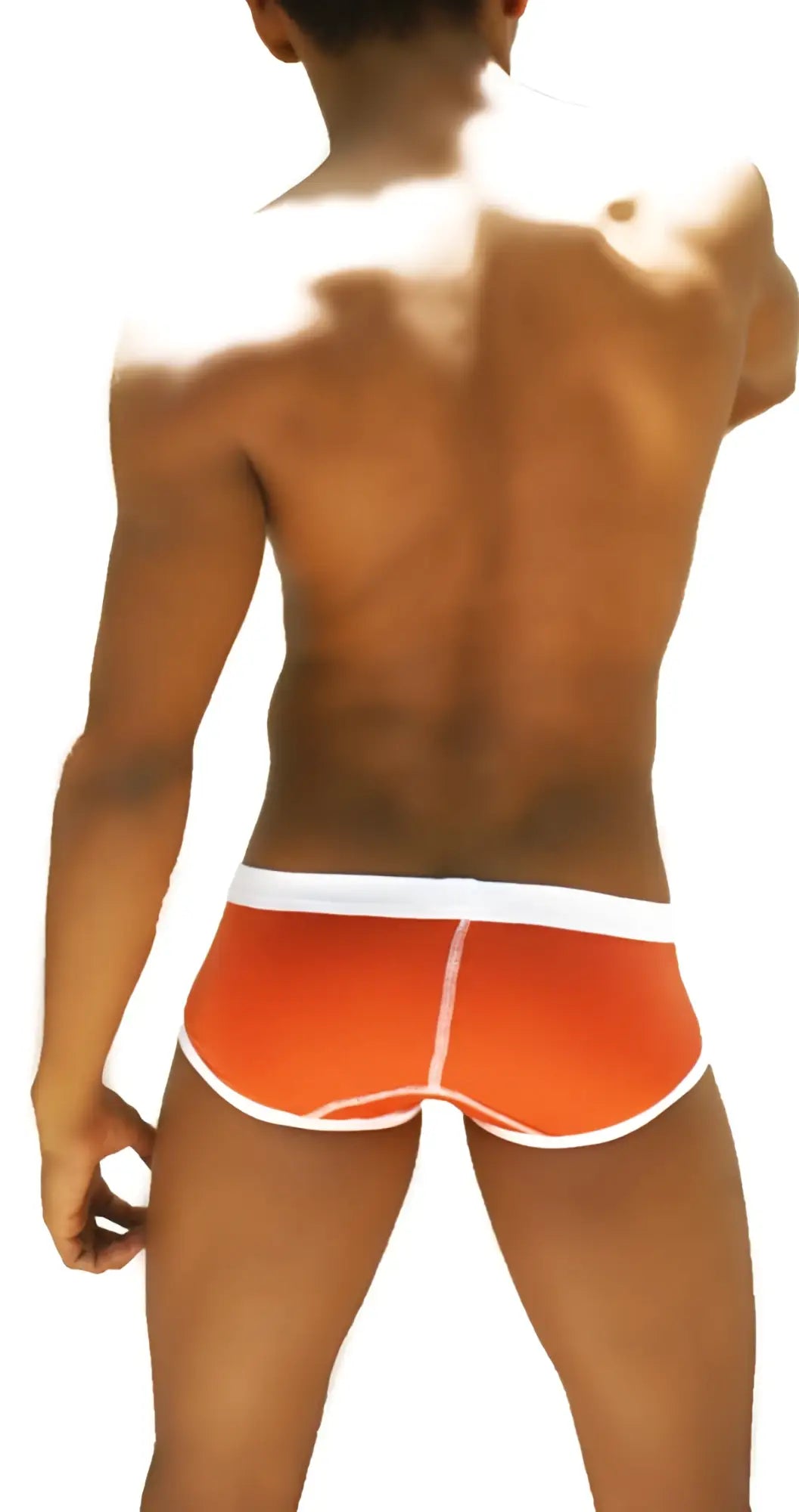 Bright orange Icker Sea Weekly contrast panel brief underwear with white waistband and trim for everyday comfort