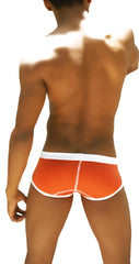 Bright orange Icker Sea Weekly contrast panel brief underwear with white waistband and trim for everyday comfort
