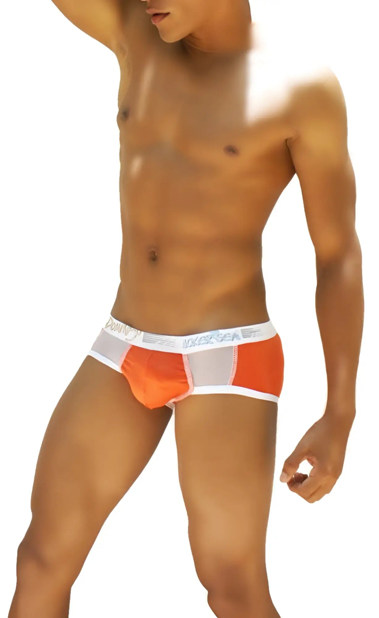 Ocker sea weekly contrast panel brief underwear in orange and white with mesh panels for athletic use