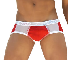 Icker sea weekly contrast panel brief underwear in red and white mesh with branded waistband for everyday wear