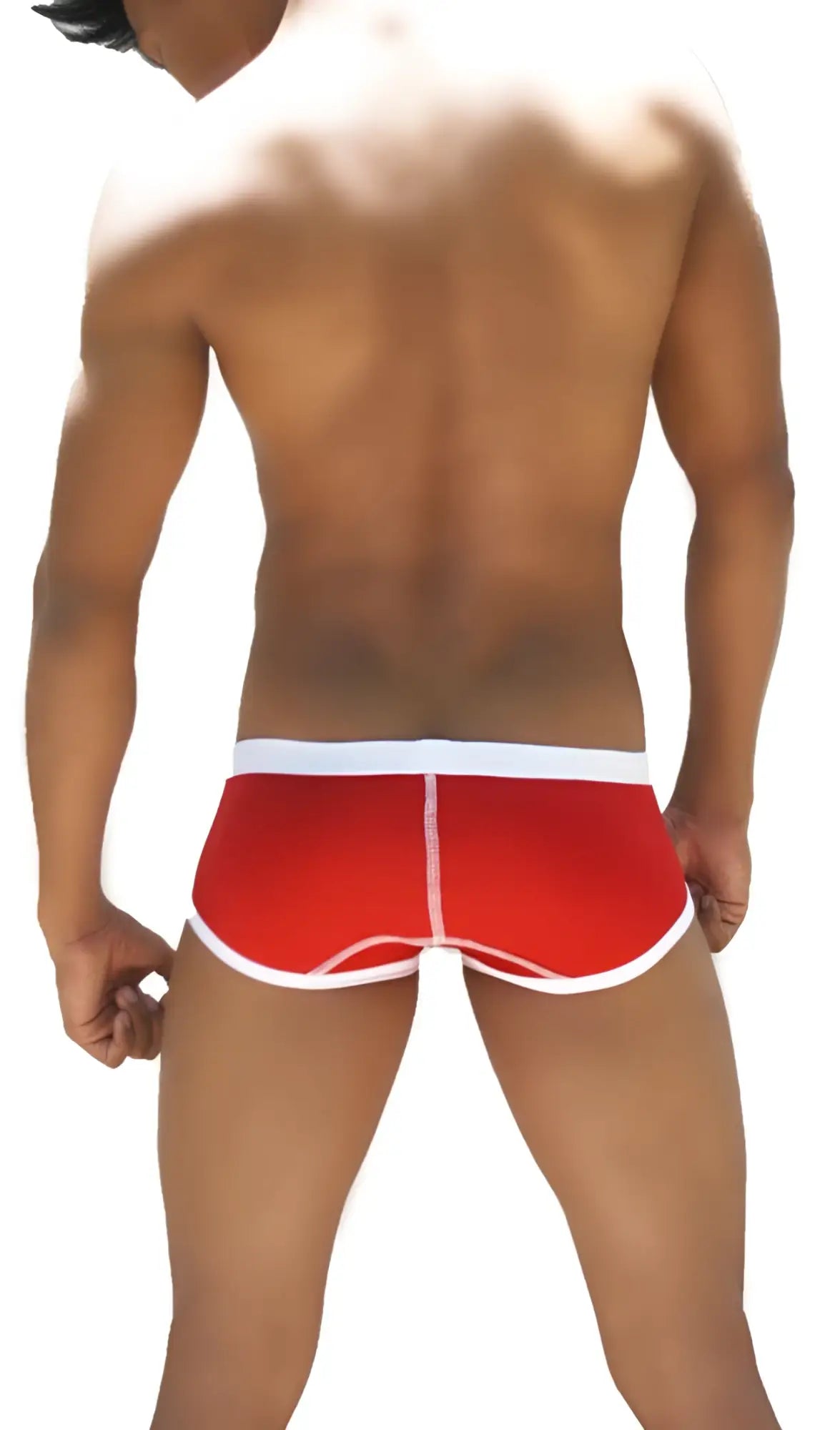 Icker Sea weekly contrast panel brief underwear in red and white with snug fit and contrasting seam stitching