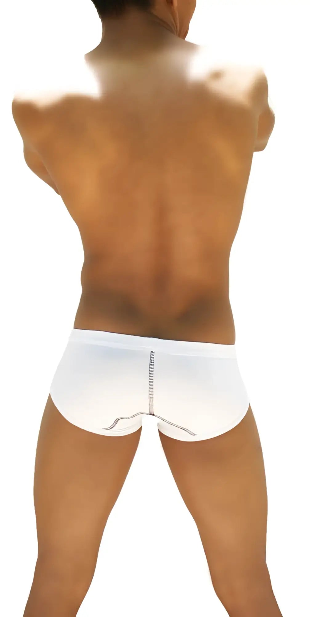 White icker sea weekly contrast panel brief underwear back view with subtle seam detail and black panels