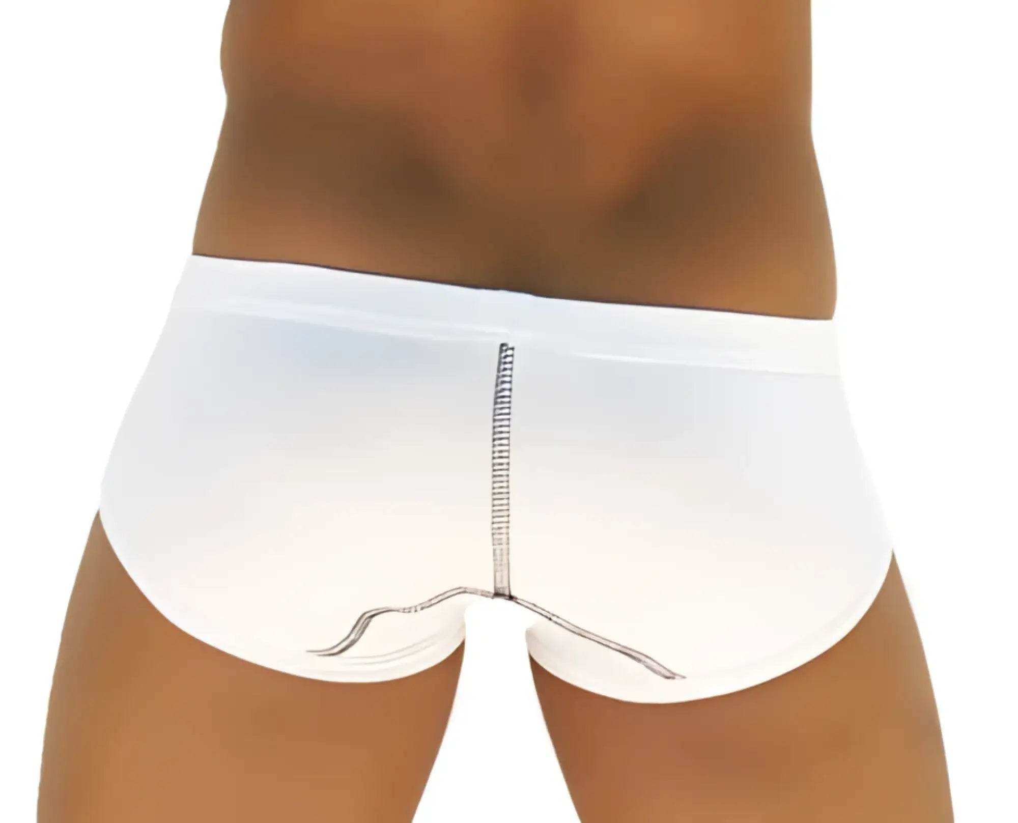 Icker Sea white men’s briefs with central zipper detail and subtle side stitching in contrast panel design