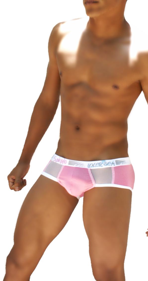 Icker Sea Weekly Contrast Panel Brief Underwear Pink/White WK-13-06