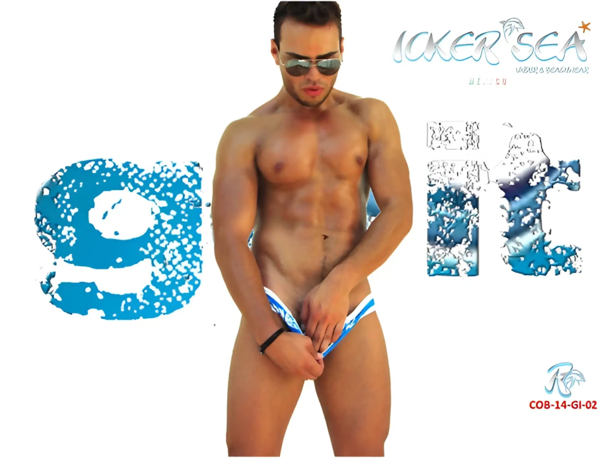 Icker sea zipper front act slip bikini swimwear blue patterned swim trunks with sleek modern design