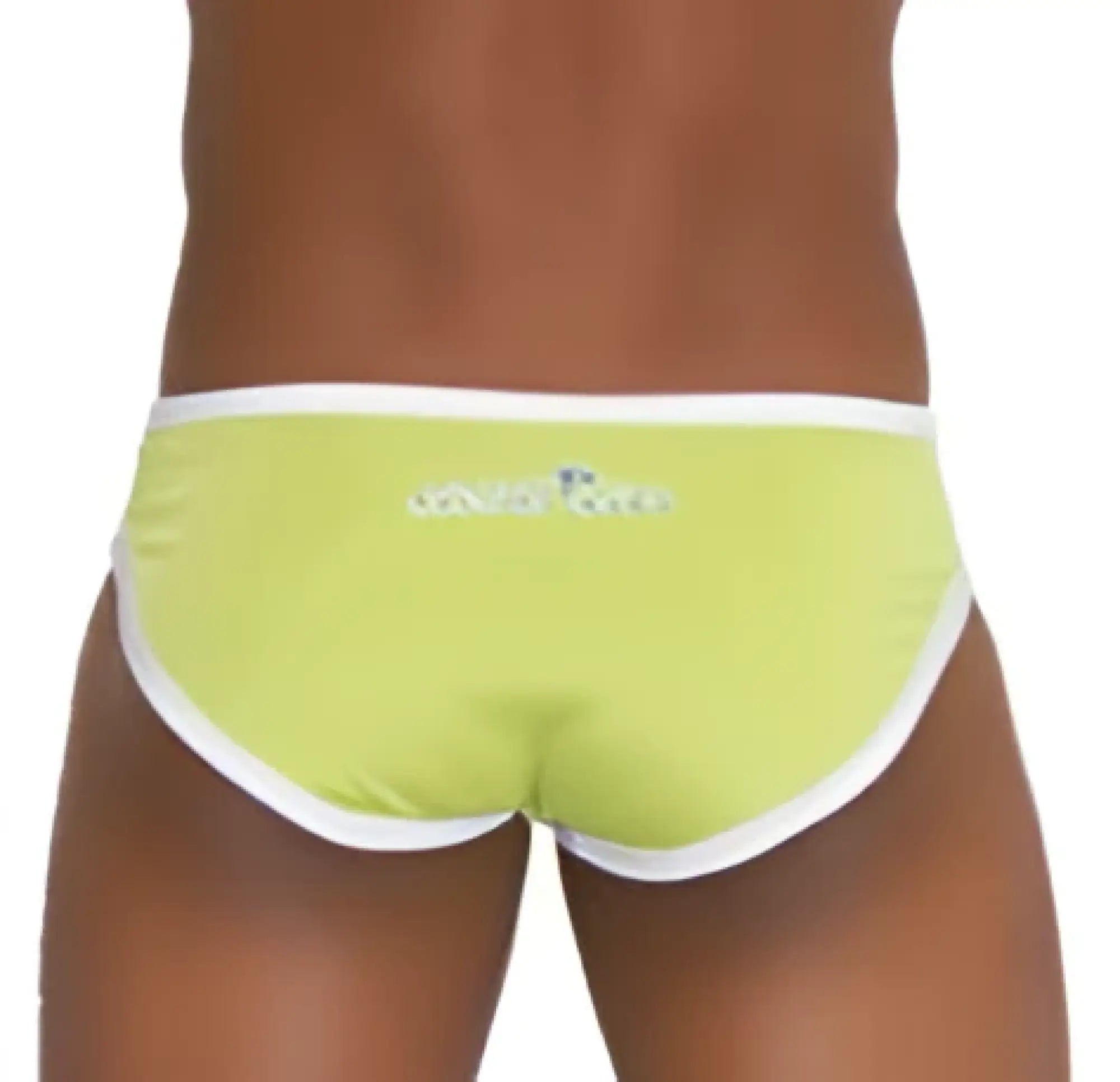 Icker Sea zipper front act slip bikini swimwear in lime green with white trim and embroidered waistband logo