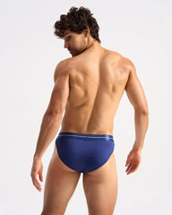 Navy blue icon sports brief with a subtle white stripe along the waistband designed for active comfort