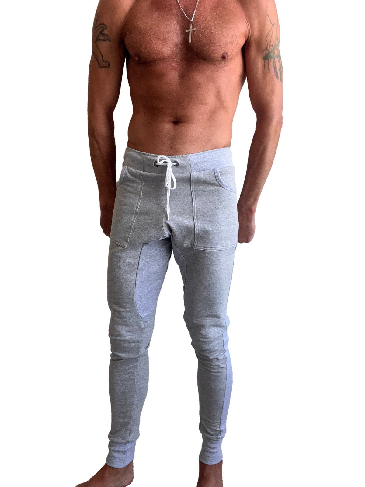 **Édition Hiver** Pantalon de jogging et de yoga long en polaire de luxe à revers (Gris chiné clair)