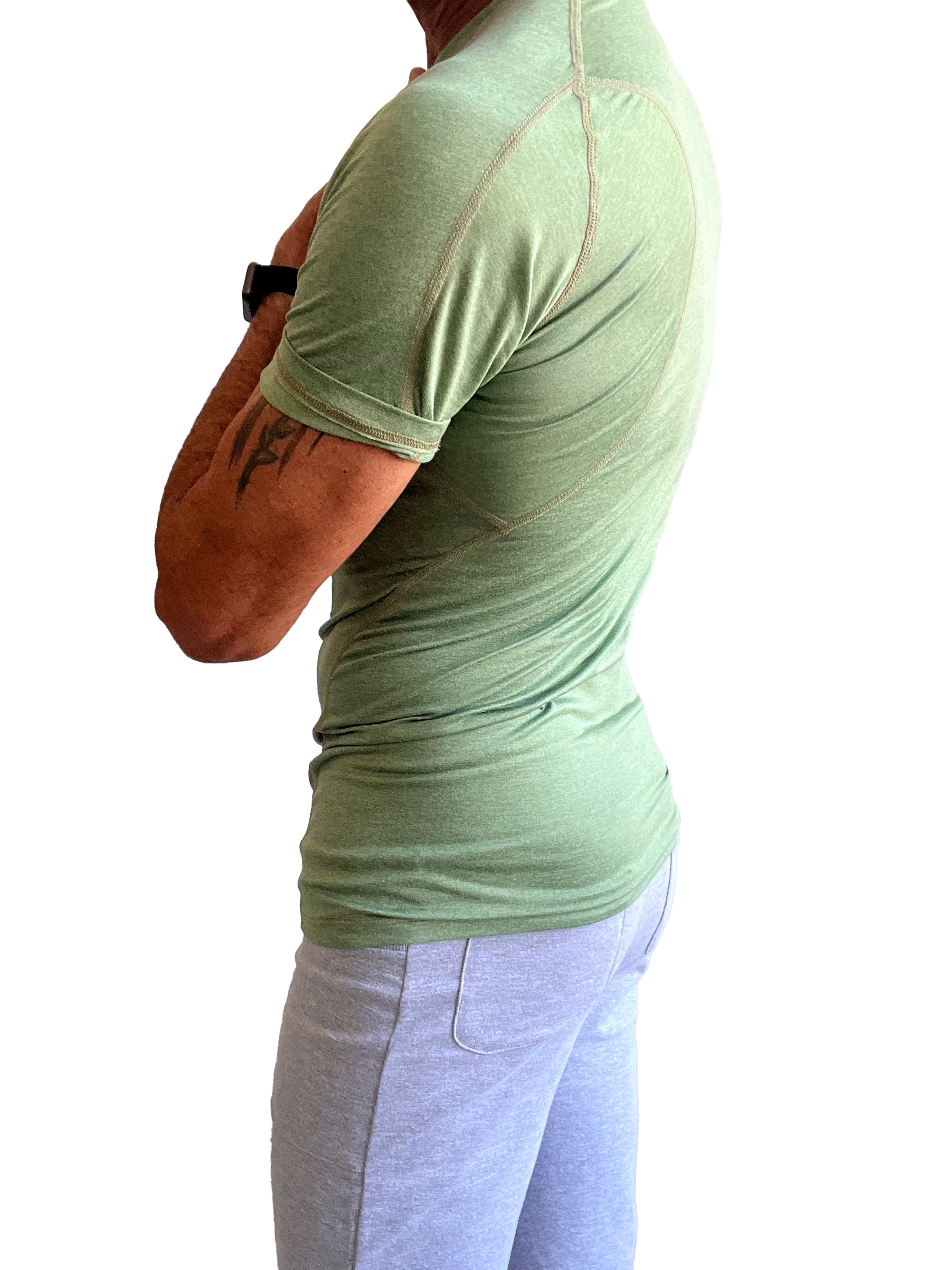 T-shirt raglan à col rond de créateur (vert sauge)