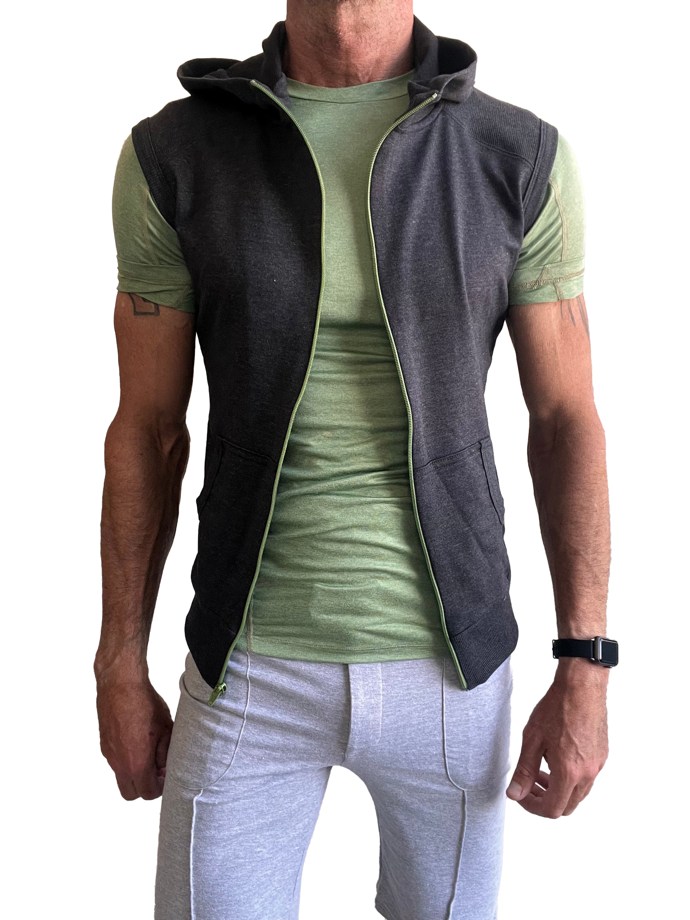 T-shirt raglan à col rond de créateur (vert sauge)