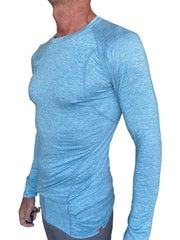 T-shirt raglan à col rond de créateur - Manches longues (Corail uni)