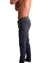Performance premium track and lounge sweat pant in charcoal heather dark gray textured fabric with drawstring waist and side pockets