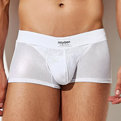 White mesh intymen ing080 boxer briefs with perforated design and branded waistband for breathable comfort