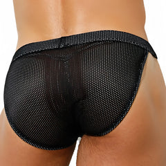 Black mesh Intymen INI034 bikini briefs with subtle white dot pattern for breathable and stylish underwear