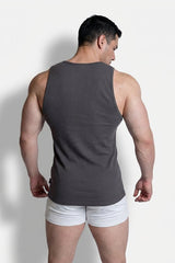 Jed North Herren Geripptes Muskel-Tanktop - Dunkelgrau