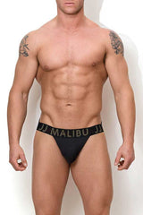 JJ Malibu Holographic Waistband Classic Jock Strap Underwear Black JJBTM094 Size M