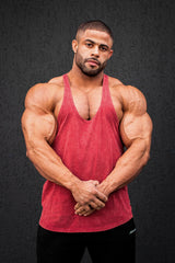 Jed North Herren Retro Washed Bodybuilding Stringer - Karmesinrot