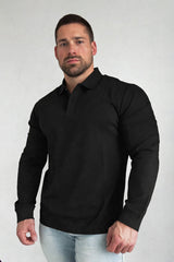 Jed North Men's Polo Button-Up Longsleeve - Black